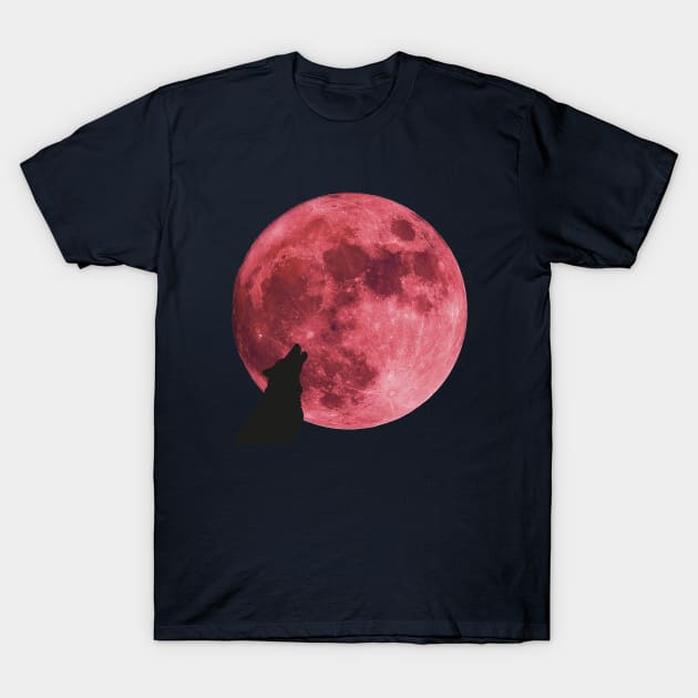 super pink moon wolf T-Shirt by tita